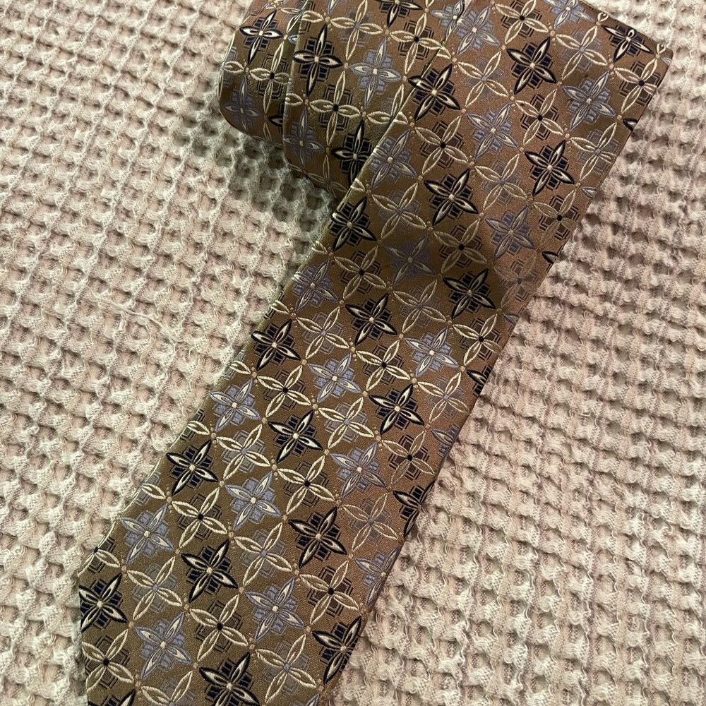 Burma Bibas Tan and Blue Patterned Men's Tie